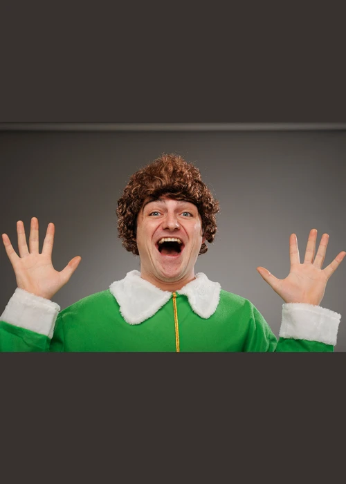 Mens Elf Movie Style Curly Brown Wig 4 Mens Elf Movie Style Curly Brown Wig - Image 2