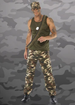 Mens Khaki Camo Army Costume -Halloween Fans Shop mens khaki camo army costume 01