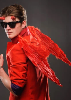 Mens Demon Red Feather Gothic Angel Wings
