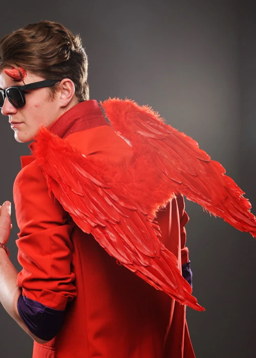 Mens Demon Red Feather Gothic Angel Wings 4 Mens Demon Red Feather Gothic Angel Wings - Image 2