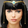 Cleopatra Style Gold Crown Headpiece With Jewel 2 Cleopatra Style Gold Crown Headpiece With Jewel -Halloween Fans Shop metal cleopatra headpiece