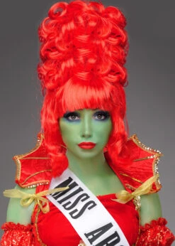 Beetlejuice Style Deluxe Miss Argentina Red Beehive Wig