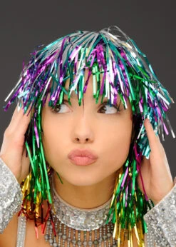 Multi-Coloured Tinsel Wig 5 Multi-Coloured Tinsel Wig -Halloween Fans Shop multi coloured tinsel wig 01