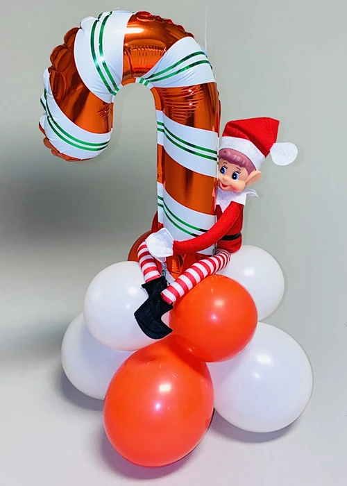 Inflated Candy Cane Mini Balloon Centrepiece With Naughty Elf 3 Inflated Candy Cane Mini Balloon Centrepiece With Naughty Elf