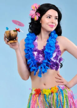 Neon Blue Hawaiian Flower Garland