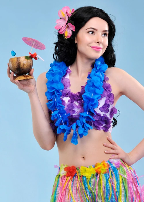 Neon Blue Hawaiian Flower Garland 3 Neon Blue Hawaiian Flower Garland