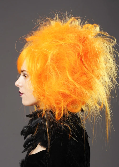 Womens Halloween Backcombed Neon Orange Zombie Wig 5 Womens Halloween Backcombed Neon Orange Zombie Wig - Image 3