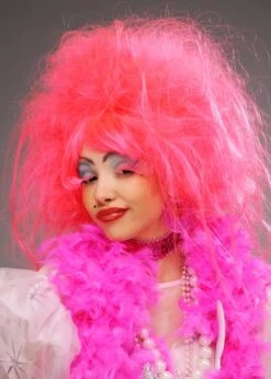 Bright Pink Backcombed Pantomime Dame Wig