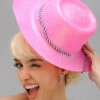 Neon Pink Glitter Cowboy Hat -Halloween Fans Shop neon pink glitter cowboy hat
