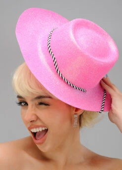 Neon Pink Glitter Cowboy Hat