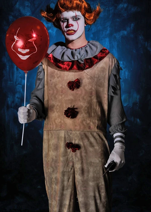 Mens New Style It Clown Pennywise Style Clown Costume 4 Mens New Style It Clown Pennywise Style Clown Costume - Image 2