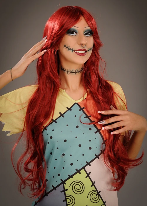 Nightmare Before Christmas Deluxe Rich Red Sally Wig 4 Nightmare Before Christmas Deluxe Rich Red Sally Wig - Image 2