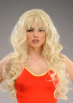 Womens Deluxe Baywatch Pamela Curly Blonde Wig
