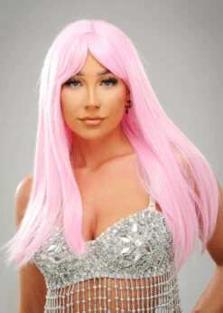 Womens Luxe Festival Long Pastel Pink Wig