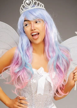 Womens Deluxe Pastel Rainbow Fairy Princess Wig -Halloween Fans Shop pastel rainbow fairy wig 02