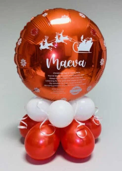 Personalised Red Christmas Eve Balloon Centrepiece