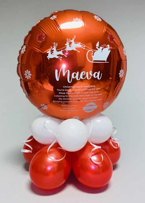 Personalised Red Christmas Eve Balloon Centrepiece 3 Personalised Red Christmas Eve Balloon Centrepiece