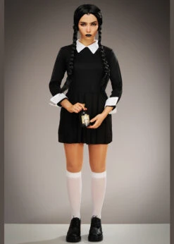 Womens Petite Halloween Wednesday Style Costume