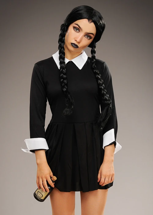 Womens Petite Halloween Wednesday Style Costume 4 Womens Petite Halloween Wednesday Style Costume - Image 2