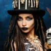 Adult Voodoo Witch Doctor Top Hat With Brown Feather -Halloween Fans Shop pheasant feather top hat
