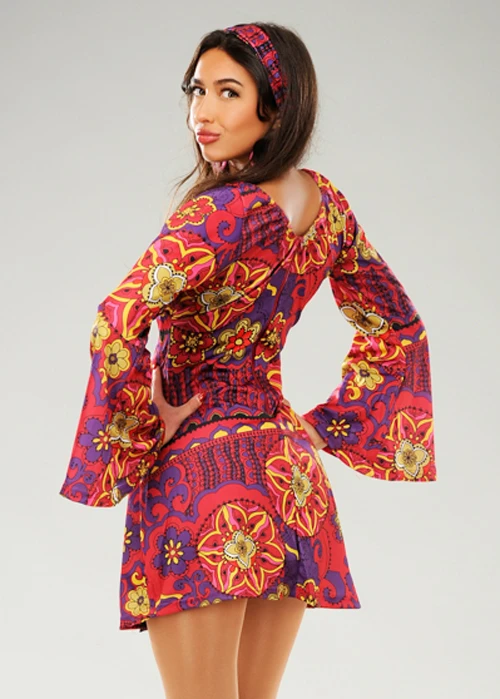 Womens 1970s Psychadelic Pink Hippy Girl Costume 7 Womens 1970s Psychadelic Pink Hippy Girl Costume - Image 5