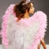Deluxe Bride To Be White And Pink Feather Angel Wings