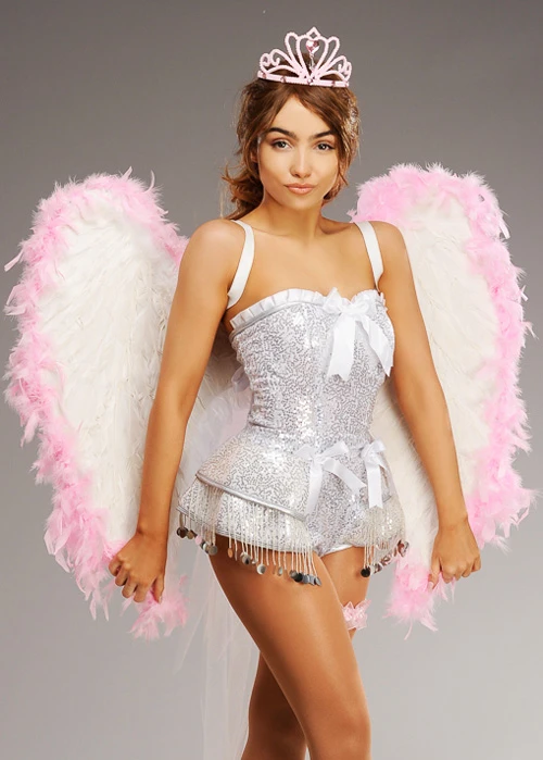 Deluxe Bride To Be White And Pink Feather Angel Wings 5 Deluxe Bride To Be White And Pink Feather Angel Wings - Image 4