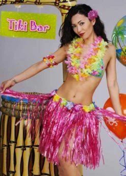 Womens Short Pink Hula Grass Skirt