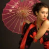 Oriental Geisha Girl Pink Silk Parasol 2 Oriental Geisha Girl Pink Silk Parasol -Halloween Fans Shop pink20parasolrs