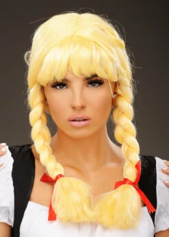 Womens Oktoberfest Yellow Plaited Pigtail Wig
