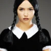 Wednesday Addams Style Gothic Black Plaited Wig -Halloween Fans Shop plaited wednesday addams wig