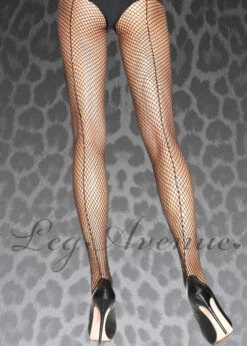 Plus Size Leg Avenue Black Seamed Fishnet Tights