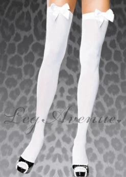 Womens Plus Size White Stockings With Bows