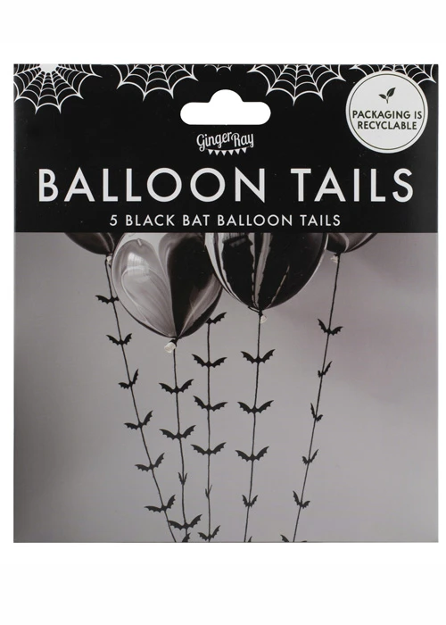Halloween Gothic Black Bat Balloon Tails Pack 5 5 Halloween Gothic Black Bat Balloon Tails Pack 5 - Image 3