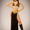 Womens Princess Leia Style Gold Bikini Costume -Halloween Fans Shop princess leia gold bikini costume