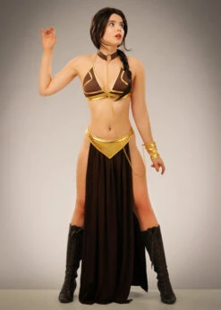 Womens Princess Leia Style Gold Bikini Costume 9 Womens Princess Leia Style Gold Bikini Costume -Halloween Fans Shop princess leia gold bikini costume 03