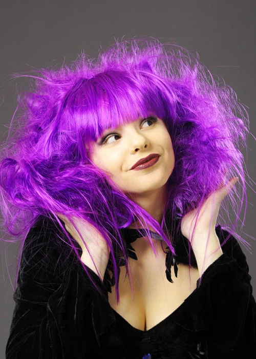 Womens Halloween Purple Backcombed Zombie Wig 3 Womens Halloween Purple Backcombed Zombie Wig