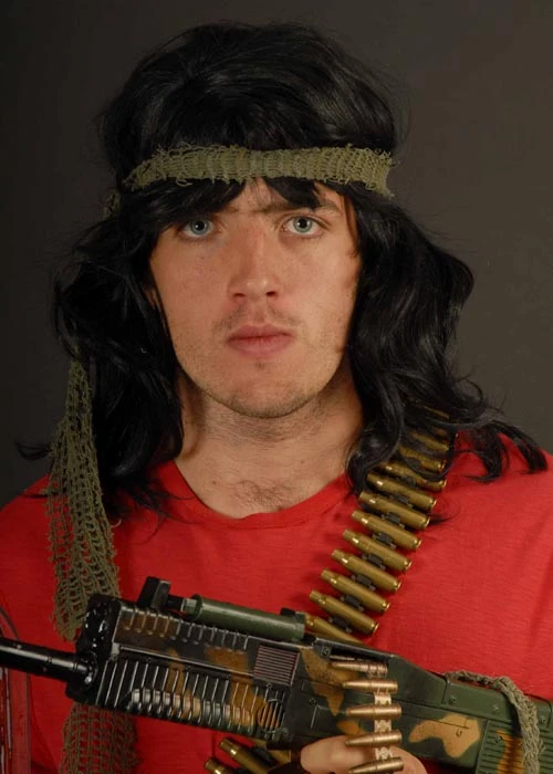 80s Action Hero Black Rambo Style Wig 3 80s Action Hero Black Rambo Style Wig