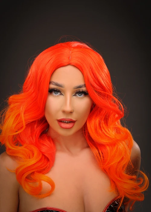 Womens Long Red And Orange Ombre Devil Wig 3 Womens Long Red And Orange Ombre Devil Wig