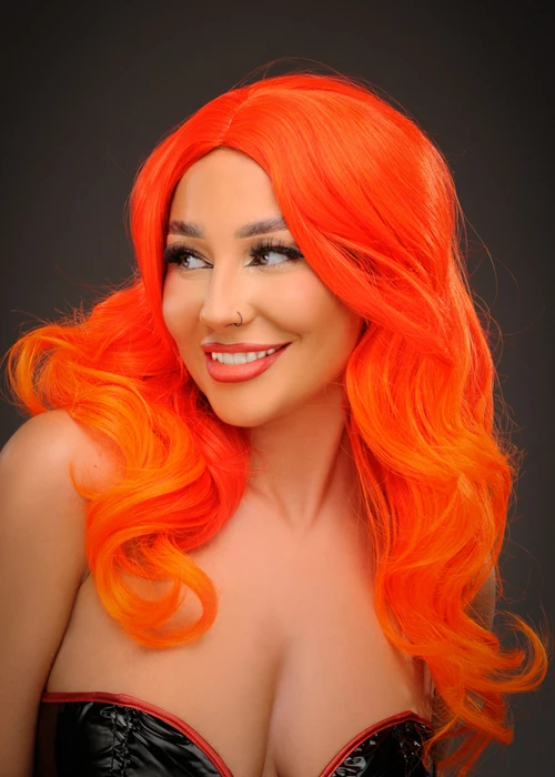 Womens Long Red And Orange Ombre Devil Wig 4 Womens Long Red And Orange Ombre Devil Wig - Image 2