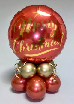 Inflated Red And Gold Merry Christmas Balloon Centrepiece