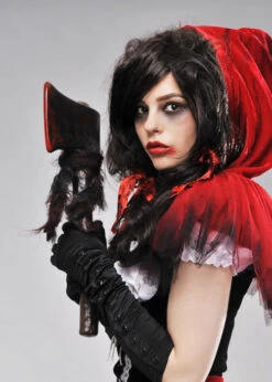 Gothic Zombie Red Riding Hood Prop Bloody Axe