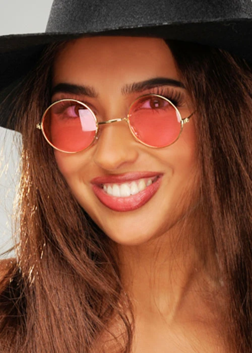 Round Pink 1970s Hippy Glasses 3 Round Pink 1970s Hippy Glasses