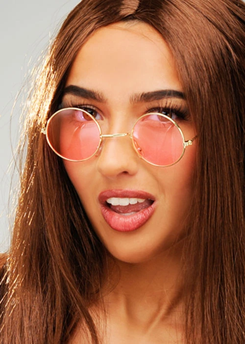 Round Pink 1970s Hippy Glasses 4 Round Pink 1970s Hippy Glasses - Image 2