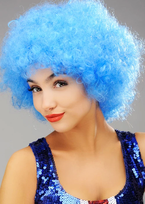 Bright Blue Curly Pop Wig 3 Bright Blue Curly Pop Wig