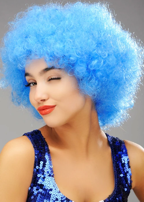 Bright Blue Curly Pop Wig 4 Bright Blue Curly Pop Wig - Image 2