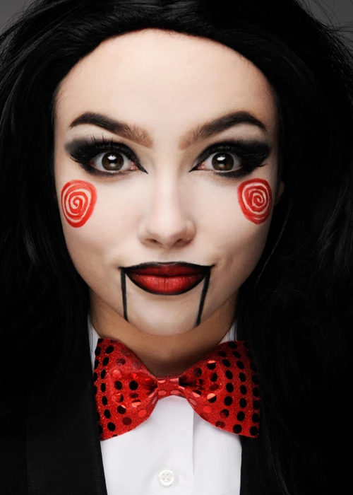 Womens Saw Puppet Style Red Sequin Bow Tie 3 Womens Saw Puppet Style Red Sequin Bow Tie