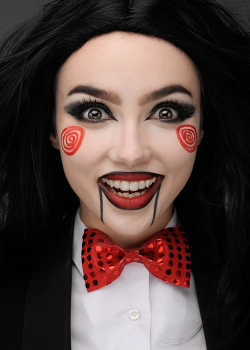 Womens Saw Puppet Style Red Sequin Bow Tie 4 Womens Saw Puppet Style Red Sequin Bow Tie - Image 2