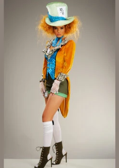 Womens Wonderland Crazy Mad Hatter Costume 11 Womens Wonderland Crazy Mad Hatter Costume -Halloween Fans Shop short crazy mad hatter costume 86874 M 04