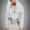 Womens Gothic Short Grey Evil Nun Costume